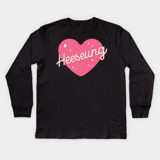 Enhypen Heeseung text pink sparkling heart | Morcaworks Kids Long Sleeve T-Shirt